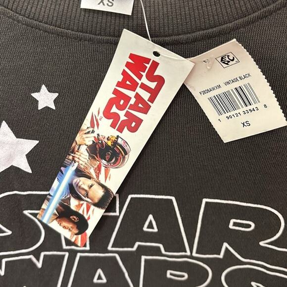 Star Wars galaxy women sweatshirt black silver white stars sequin XS long sleeve - Picture 4 of 8